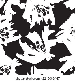 Floral brush strokes seamless pattern design for fashion textiles, graphics, backgrounds and crafts