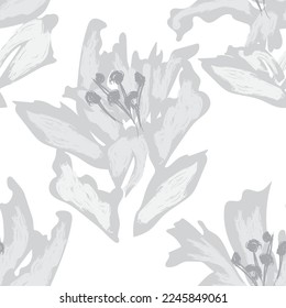 Floral brush strokes seamless pattern design for fashion textiles, graphics, backgrounds and crafts