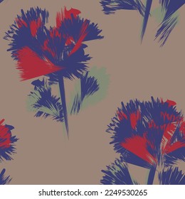 Floral brush strokes seamless pattern design for fashion textiles, graphics, backgrounds and crafts