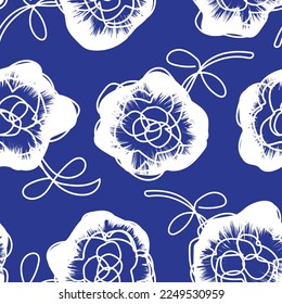 Floral brush strokes seamless pattern design for fashion textiles, graphics, backgrounds and crafts