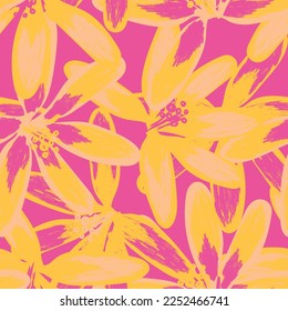 Floral brush strokes seamless pattern design for fashion textiles, graphics, backgrounds and crafts