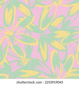 Floral brush strokes seamless pattern design for fashion textiles, graphics, backgrounds and crafts
