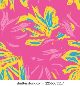 Floral brush strokes seamless pattern design for fashion textiles, graphics, backgrounds and crafts