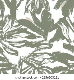 Floral brush strokes seamless pattern design for fashion textiles, graphics, backgrounds and crafts