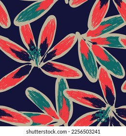 Floral brush strokes seamless pattern design for fashion textiles, graphics, backgrounds and crafts