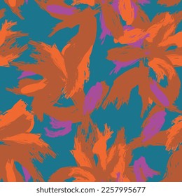 Floral brush strokes seamless pattern design for fashion textiles, graphics, backgrounds and crafts