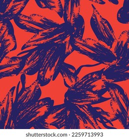 Floral brush strokes seamless pattern design for fashion textiles, graphics, backgrounds and crafts