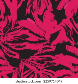 Floral brush strokes seamless pattern design for fashion textiles, graphics, backgrounds and crafts