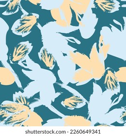 Floral brush strokes seamless pattern design for fashion textiles, graphics, backgrounds and crafts