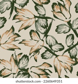 Floral brush strokes seamless pattern design for fashion textiles, graphics, backgrounds and crafts
