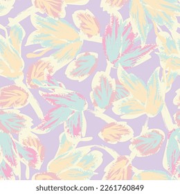 Floral brush strokes seamless pattern design for fashion textiles, graphics, backgrounds and crafts