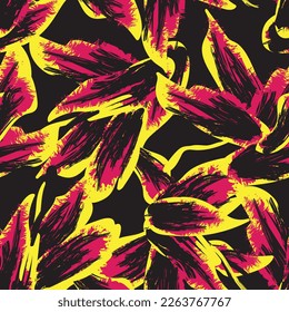 Floral brush strokes seamless pattern design for fashion textiles, graphics, backgrounds and crafts