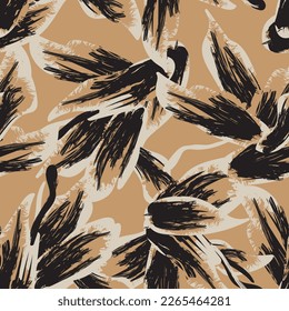 Floral brush strokes seamless pattern design for fashion textiles, graphics, backgrounds and crafts