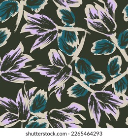 Floral brush strokes seamless pattern design for fashion textiles, graphics, backgrounds and crafts