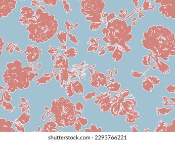 Floral brush strokes seamless pattern design for fashion textiles, graphics, backgrounds and crafts