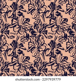 Floral brush strokes seamless pattern design for fashion textiles, graphics, backgrounds and crafts
