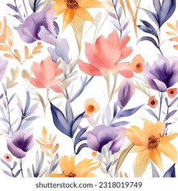 Floral brush strokes seamless pattern background for fashion prints.