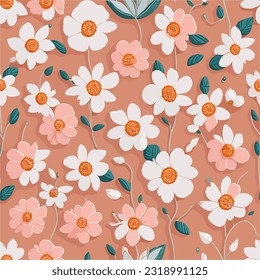 Floral brush strokes seamless pattern background for fashion textiles, graphics, backgrounds and crafts