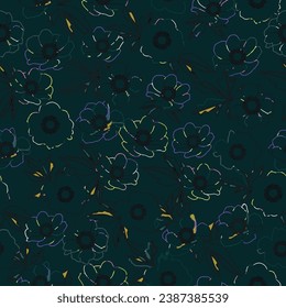 Floral brush strokes seamless pattern. Design for fashion textiles, graphics, backgrounds and crafts. Eps 10. 