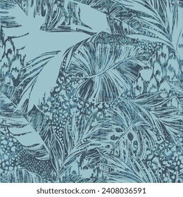 Floral brush strokes seamless pattern design for fashion textiles, graphics, backgrounds and crafts linen texture