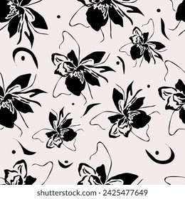 Floral brush strokes seamless pattern background for fashion textiles, graphics, backgrounds and crafts