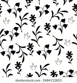 Trazos de pincel floral sin patrón de fondo para textiles de moda, gráficos, fondos y artesanías