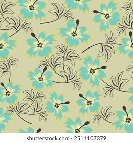 Fondo de patrón transparente de pinceladas florales para textiles de moda, gráficos, fondos y artesanías