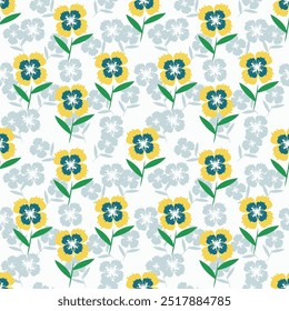 Floral brush strokes seamless pattern design for fashion textiles, graphics, backgrounds and crafts