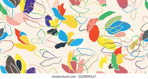 Diseño de patrones sin fisuras de pinceladas florales para textiles de moda, gráficos, fondos y artesanías