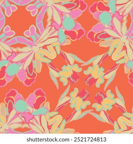 Floral brush strokes seamless pattern design for fashion textiles, graphics, backgrounds and crafts