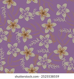 Pincel floral traça o fundo de padrão sem costura para impressões de moda, gráficos, fundos e artesanato
