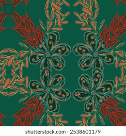 Floral brush strokes seamless pattern background for fashion textiles, graphics, backgrounds and crafts