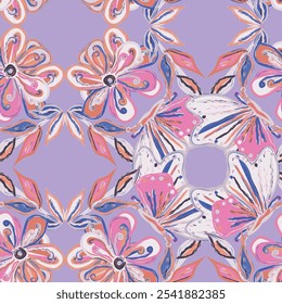 Floral brush strokes seamless pattern background for fashion textiles, graphics, backgrounds and crafts