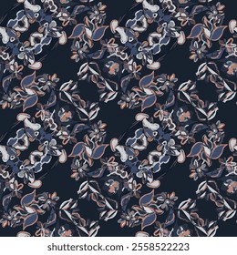 Floral brush strokes seamless pattern design for fashion textiles, graphics, backgrounds and crafts