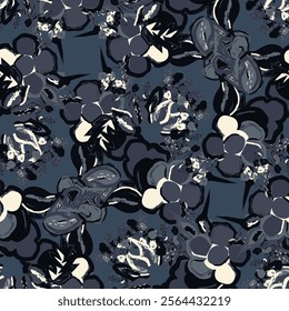 Floral brush strokes seamless pattern design for fashion textiles, graphics. Vector illustration