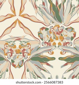 Floral brush strokes seamless pattern background for fashion prints, graphics, backgrounds and crafts