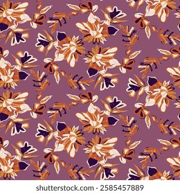 Floral brush strokes seamless pattern design for fashion textiles, graphics, backgrounds and crafts