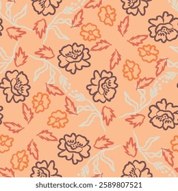 Floral brush strokes seamless pattern design for fashion textiles, graphics, backgrounds and crafts