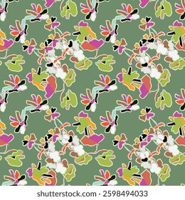 Floral brush strokes seamless pattern design for fashion textiles, graphics, backgrounds and crafts