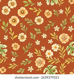 Floral brush strokes seamless pattern design for fashion textiles, graphics, backgrounds and crafts