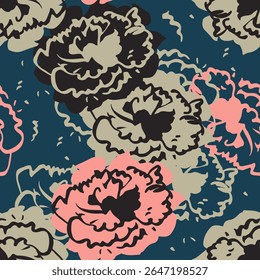 Escova floral traça o fundo de padrão sem costura para impressões de moda, gráficos, fundos e artesanato.
