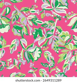Floral brush strokes seamless pattern design for fashion textiles, graphics, backgrounds and crafts