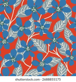 Floral brush strokes seamless pattern design. Brighamia insignis vector illustration for fashion textiles, graphics, backgrounds and crafts