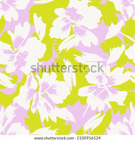 Floral brush strokes seamless pattern background for fashion textiles, graphics, backgrounds and crafts