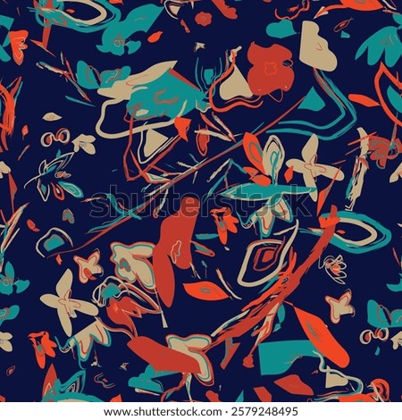 Floral brush strokes seamless pattern design for fashion textiles, graphics, backgrounds and crafts