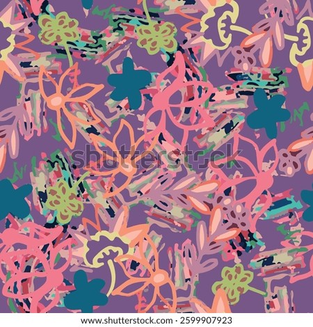 Floral brush strokes seamless pattern design for fashion textiles, graphics, backgrounds and crafts