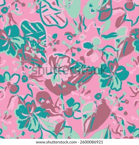 Floral brush strokes seamless pattern design for fashion textiles, graphics, backgrounds and crafts