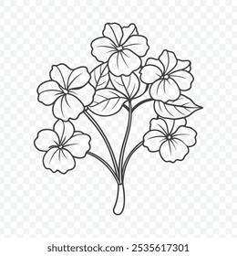 Bunch floral com bonito vetor de arte de linha de Nasturtium para desenhos criativos e ilustrações