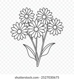 Bunch floral com Daisy e linha elegante ilustração vetor de arte de margaridas e flores em arte detalhada