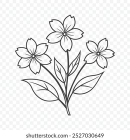 Bunch floral com quatro O Clock Line Art Vetor em projeto detalhado de elementos botânicos